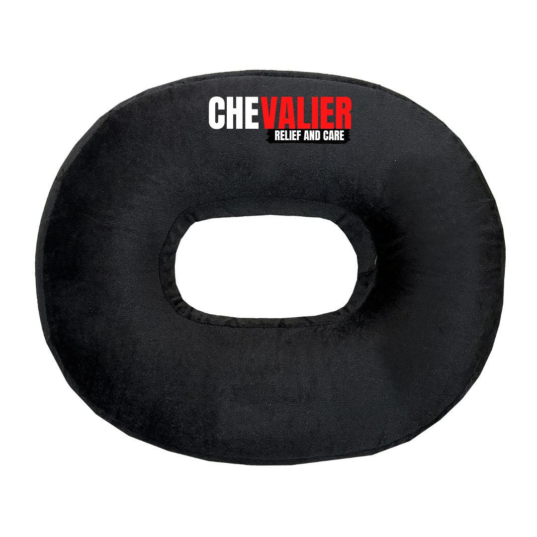 CHEVALIER Donut Round Ring Coccyx Seat Cushion for Piles Patients, Pregnancy | Soft Foam Pillow/Cushion Chair, Black