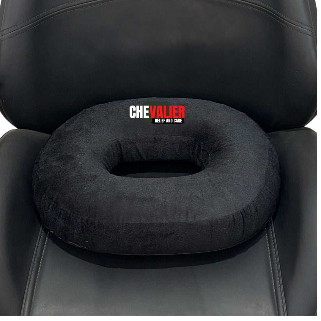 CHEVALIER Donut Round Ring Coccyx Seat Cushion for Piles Patients, Pregnancy | Soft Foam Pillow/Cushion Chair, Black
