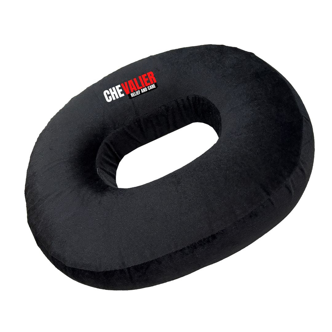 CHEVALIER Donut Round Ring Coccyx Seat Cushion for Piles Patients, Pregnancy | Soft Foam Pillow/Cushion Chair, Black
