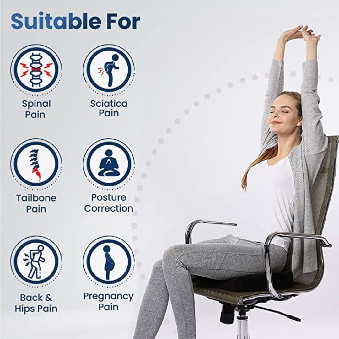 CHEVALIER Donut Round Ring Coccyx Seat Cushion for Piles Patients, Pregnancy | Soft Foam Pillow/Cushion Chair, Black