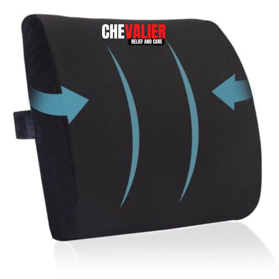 CHEVALIER Lumbar Support Backrest Compatible with Car, Office Chair for Back Pain Relief - Back Pillow for Sitting with Universal Size, Black