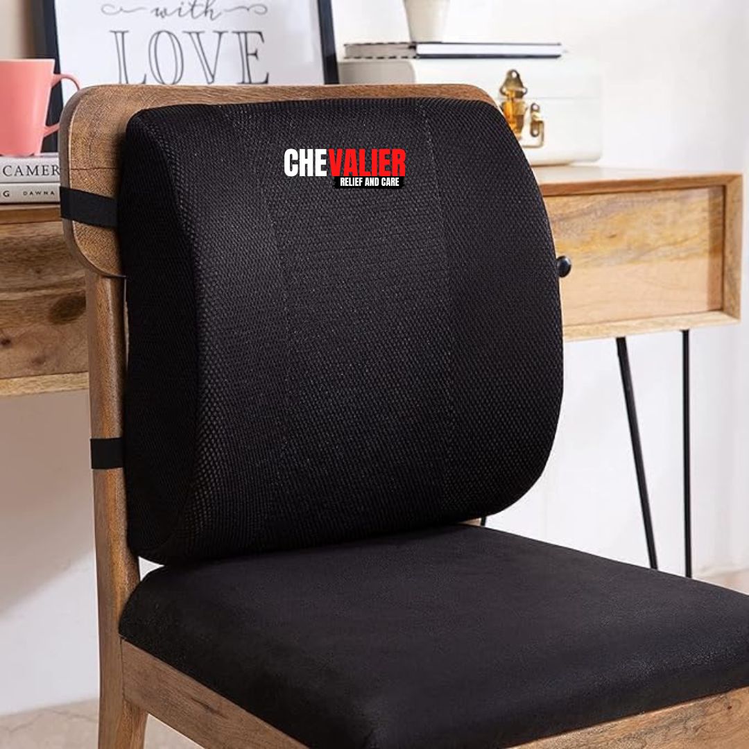 CHEVALIER Lumbar Support Backrest Compatible with Car, Office Chair for Back Pain Relief - Back Pillow for Sitting with Universal Size, Black