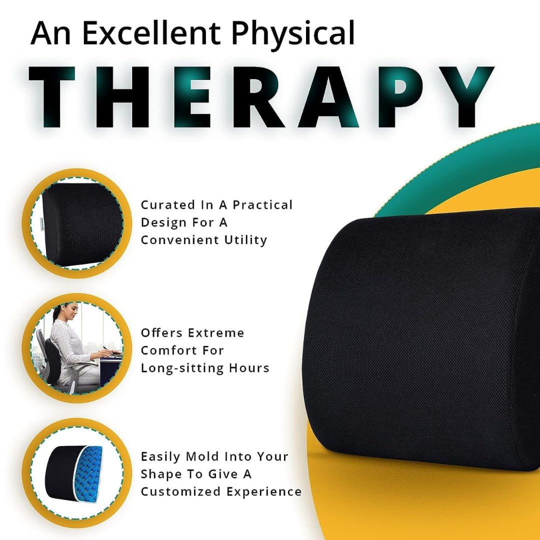 CHEVALIER Lumbar Support Backrest Compatible with Car, Office Chair for Back Pain Relief - Back Pillow for Sitting with Universal Size, Black