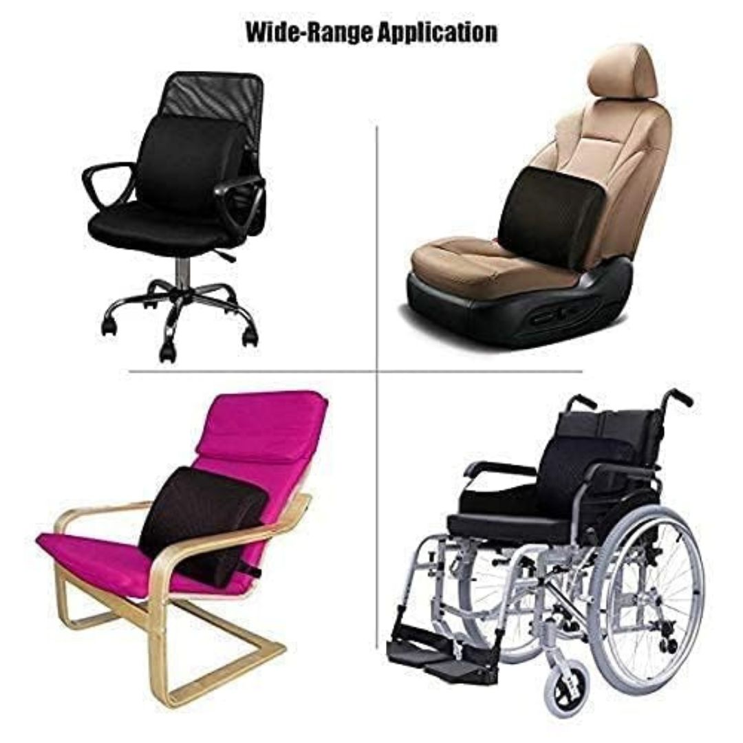 CHEVALIER Lumbar Support Backrest Compatible with Car, Office Chair for Back Pain Relief - Back Pillow for Sitting with Universal Size, Black