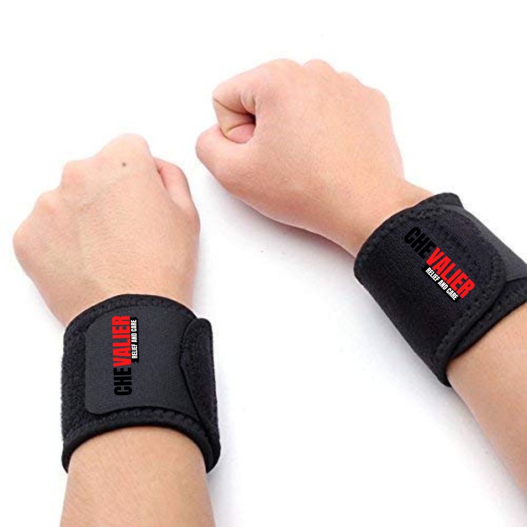 Wrist Band Support for Gym, Black Universal Size, Pair