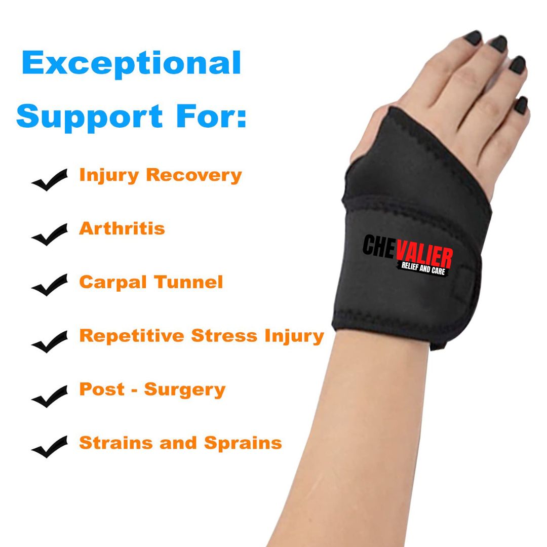 Wrist and Thumb Support for Gym, Black Universal Size