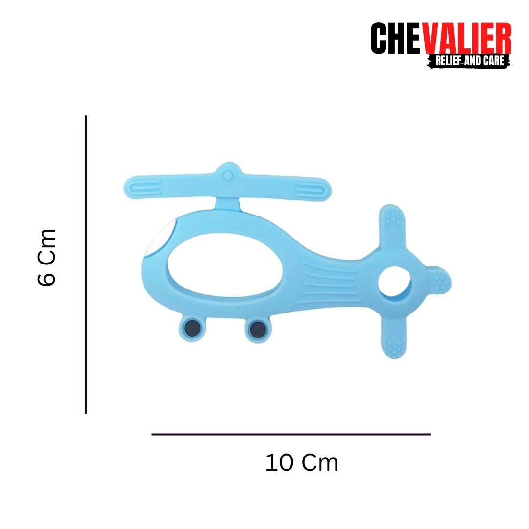 Soft Silicone Baby Teether, Helicopter, Sky-blue