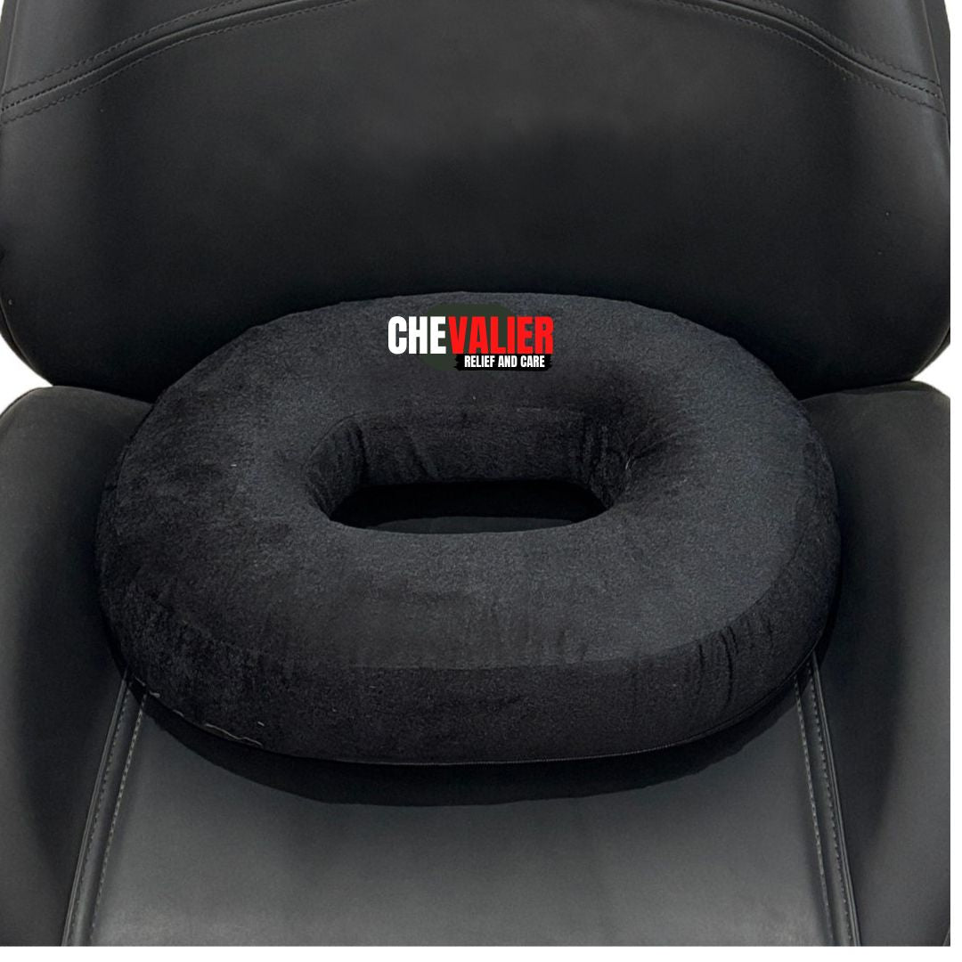 CHEVALIER  Donut Round Ring Coccyx Seat Cushion for Piles Patients, Pregnancy | Soft Foam Pillow/Cushion Chair, Black