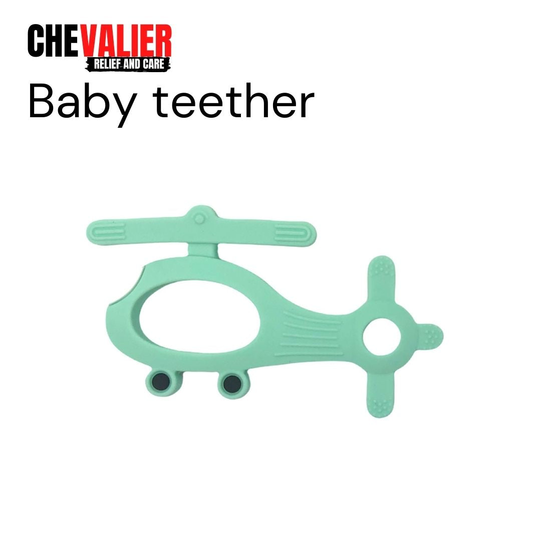 Soft Silicone Baby Teether, Helicopter, Green