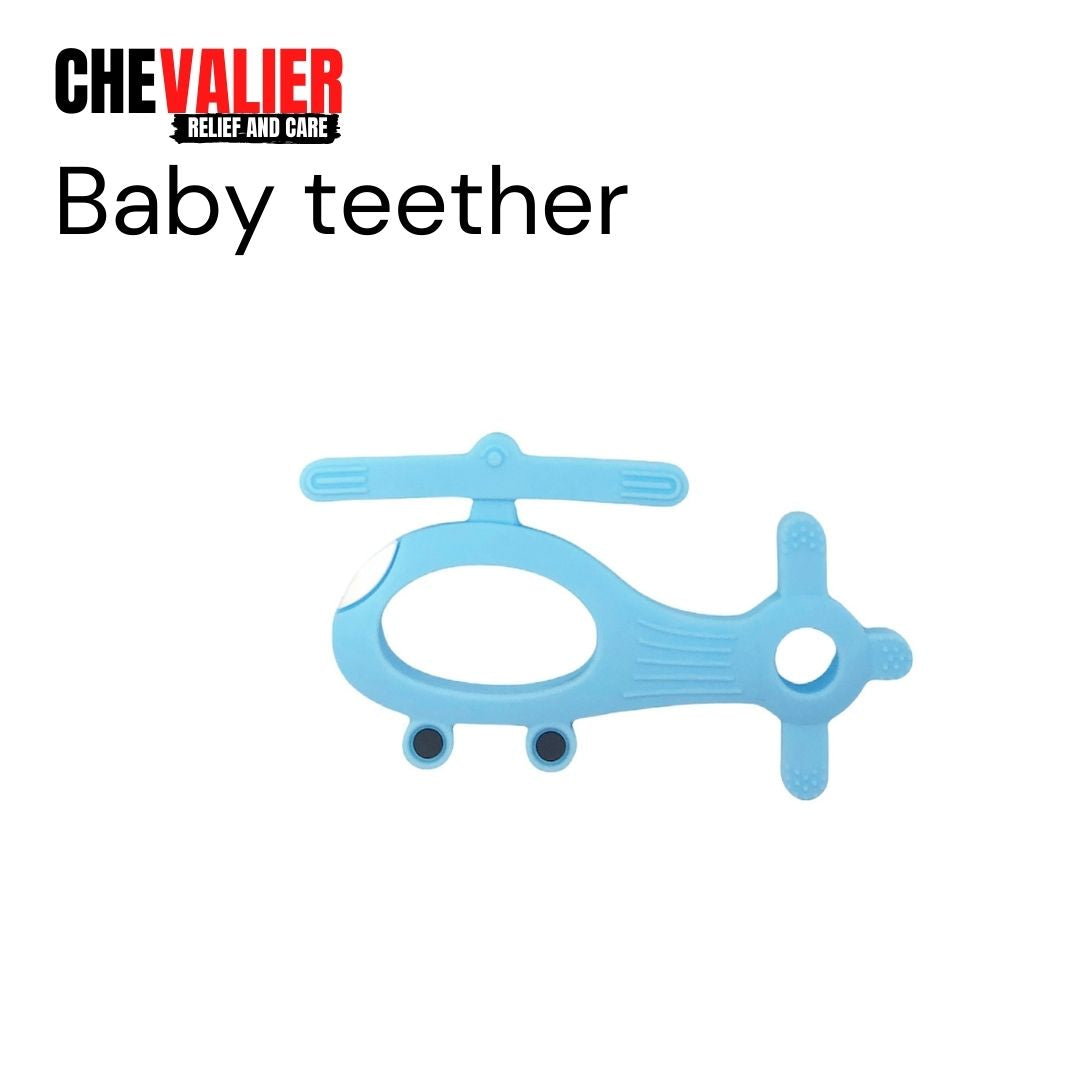 Soft Silicone Baby Teether, Helicopter, Sky-blue