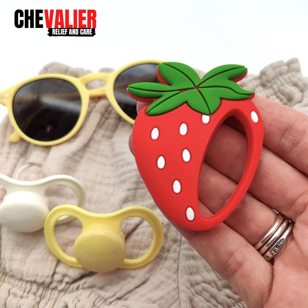 Soft Silicone Baby Teether, Strawberry, Red