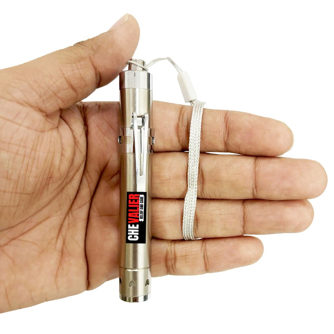 CHEVALIER Medical Pocket Moon Light Pen Torch for Doctors/Nurses/Students for Examine Eyes, Ears, Throat, and Mouth, Silver