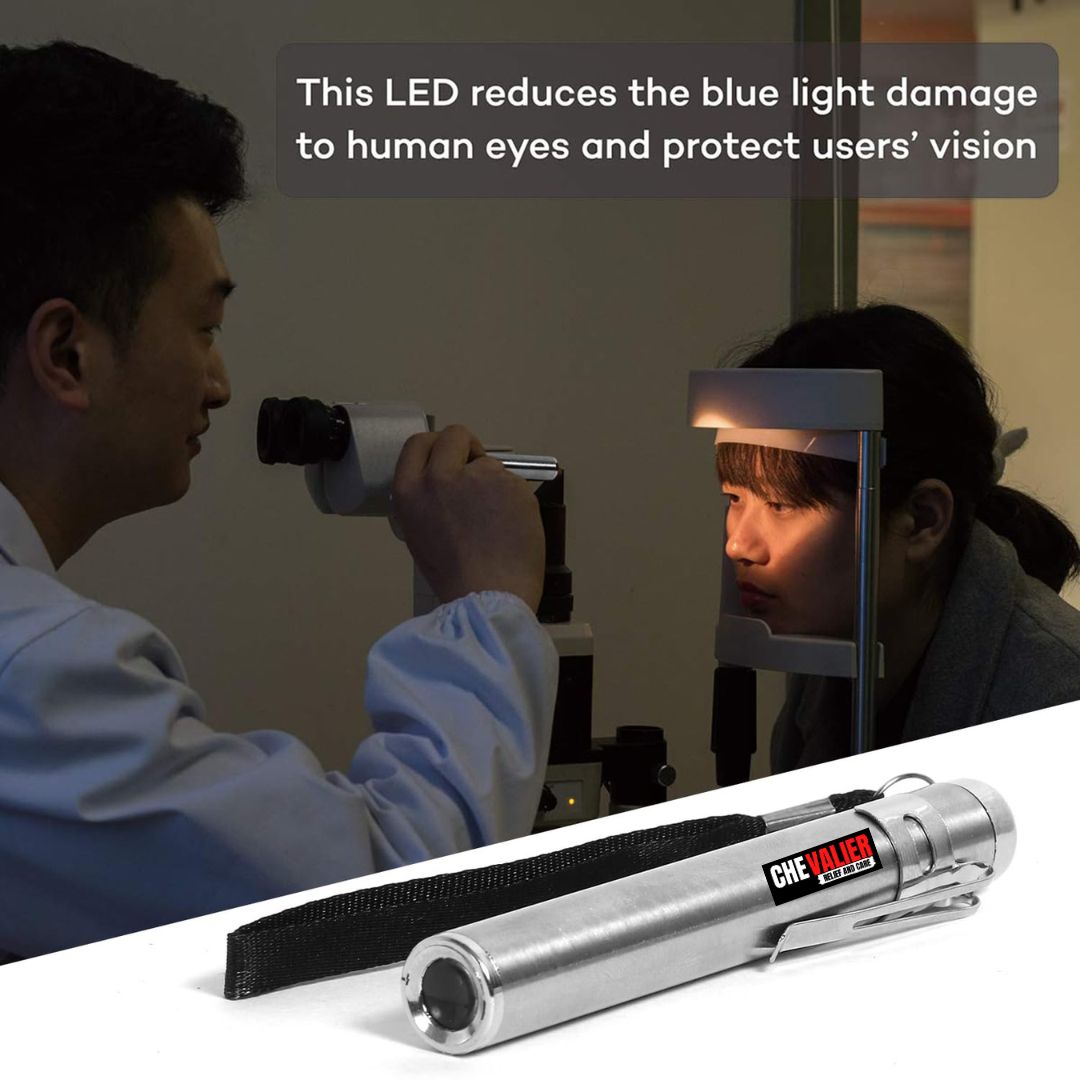 CHEVALIER Medical Pocket Moon Light Pen Torch for Doctors/Nurses/Students for Examine Eyes, Ears, Throat, and Mouth, Silver