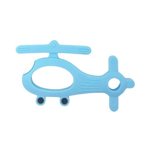 Soft Silicone Baby Teether, Helicopter, Sky-blue