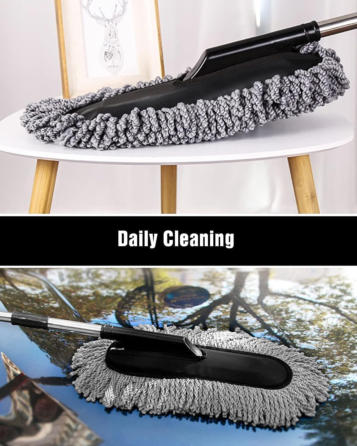 CHEVALIER Microfiber Home and Car Cleaning Duster, Grey