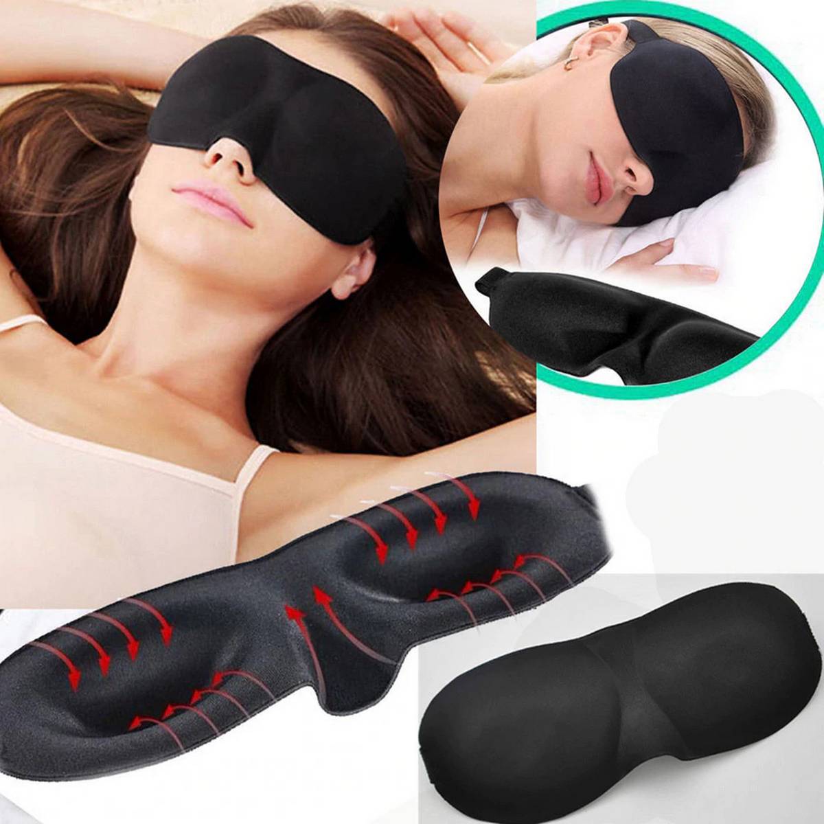 Sleeping Travel Eye Mask, Black